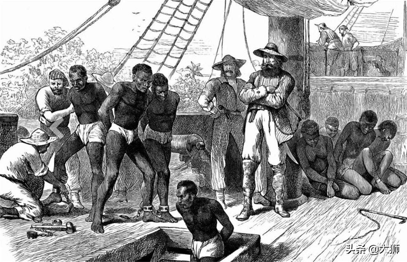黑奴船上的悲剧:男子被关进船舱,女子在甲板上惨叫