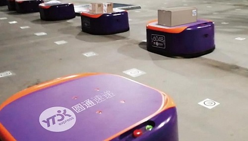 圆通机器人分拣,圆通快递出港分拣工作视频