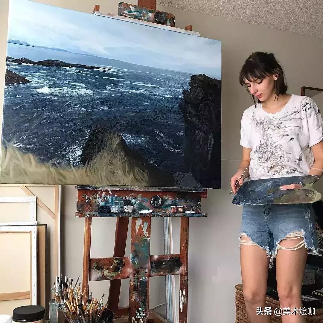 简单而又漂亮的大海图绘画,用水彩笔画一幅美丽的大海画