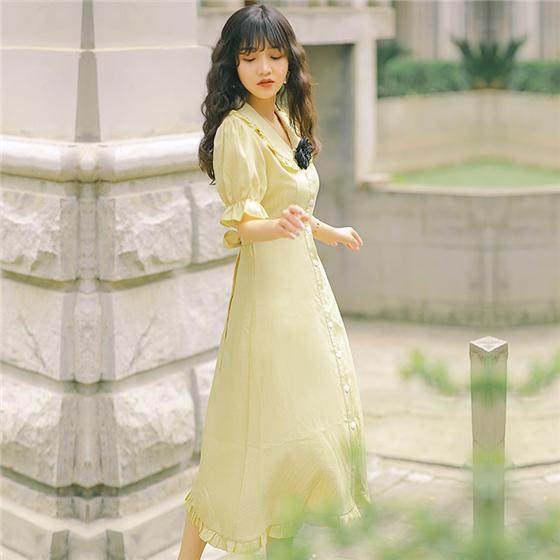 法式轻奢小众桔梗裙,法式复古风桔梗裙