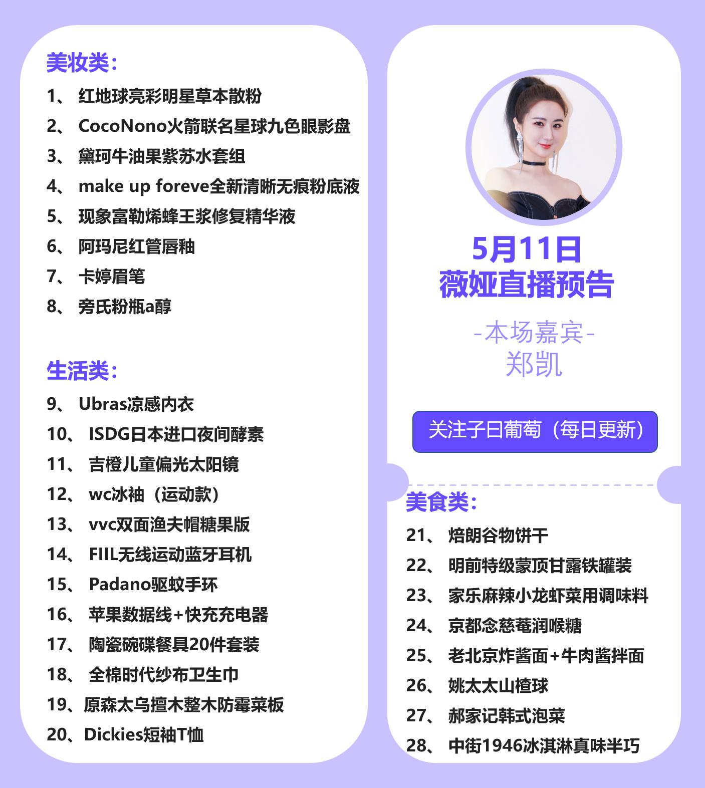 薇娅直播间5月11日产品预告（这是薇娅5月第10场直播）