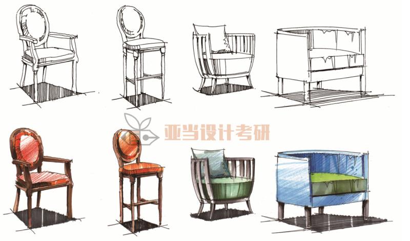 室内手绘单体沙发,沙发椅子手绘画法