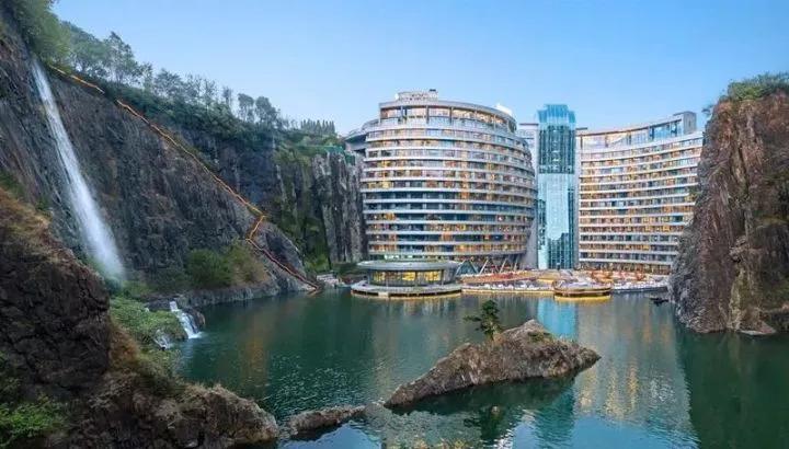 上海深坑酒店景观,上海世界深坑酒店建筑