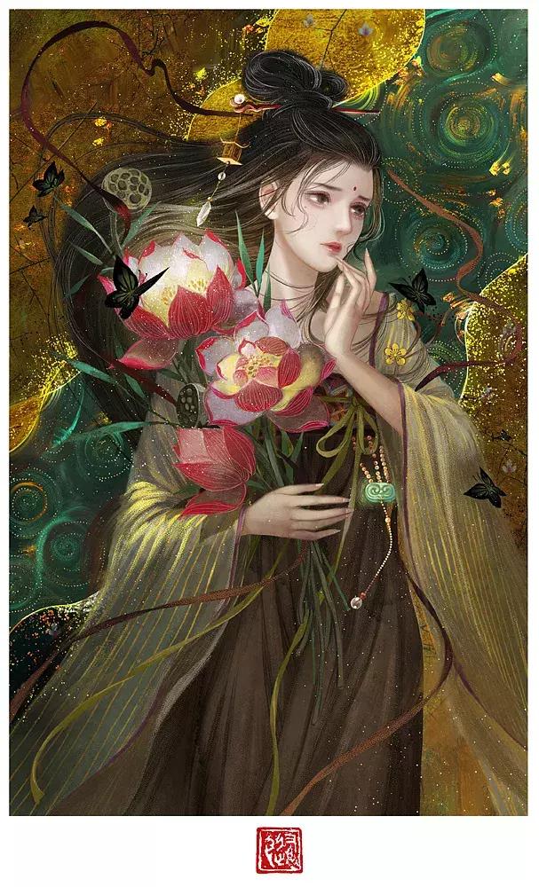 看完她笔下的古风美人,才知英雄难过美人关,一颦一笑让你醉倒