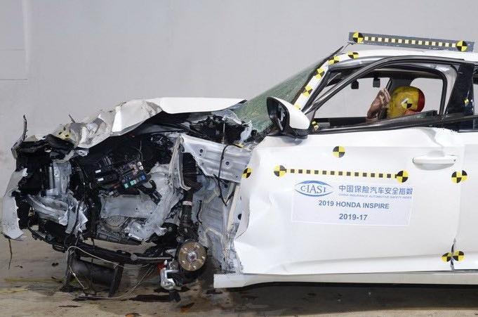 本田inspire碰撞后a柱加强,19款本田inspire中保研碰撞测试