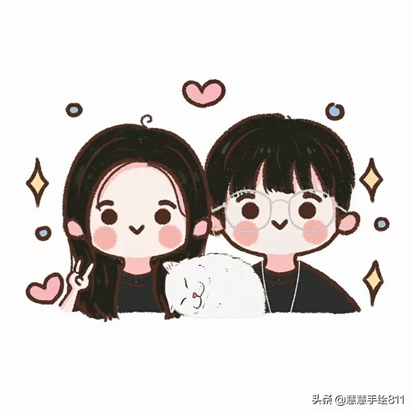 蜡笔娃娃手绘头像可爱,卡通女生头像小清新可爱简单手绘