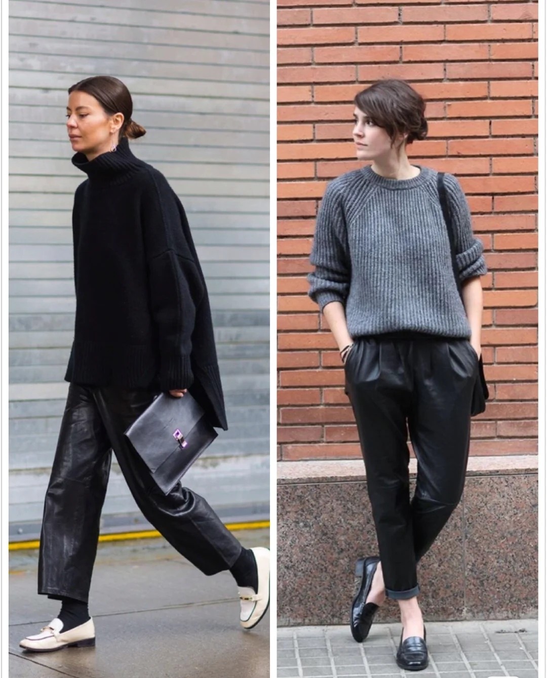 紧身皮裤的时尚穿搭,紧身皮裤时尚穿搭