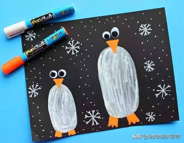 幼儿园冬季手工绘画漂亮,冬天手工画幼儿园简单