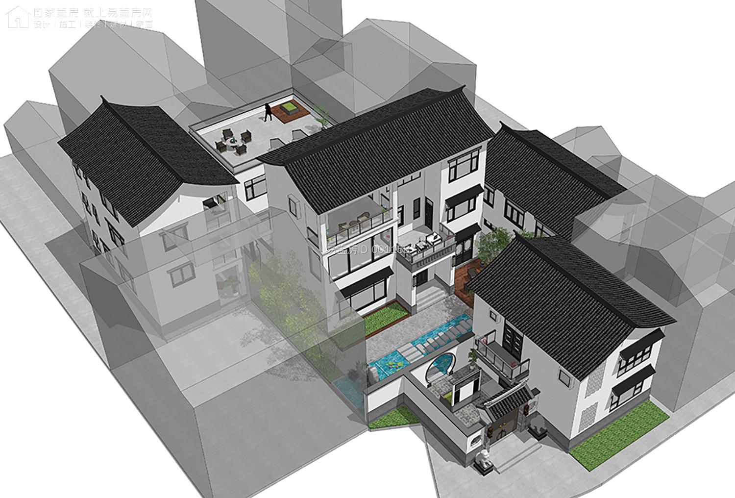 中式别墅群，不想住了可以作为民宿，顶天露台可烧烤、篝火舞会