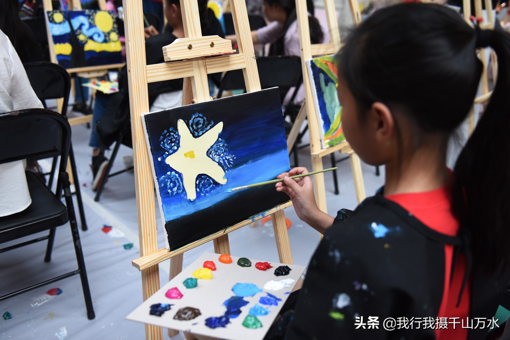 梵高的星空绘画教程油画棒,梵高星空儿童油画教程