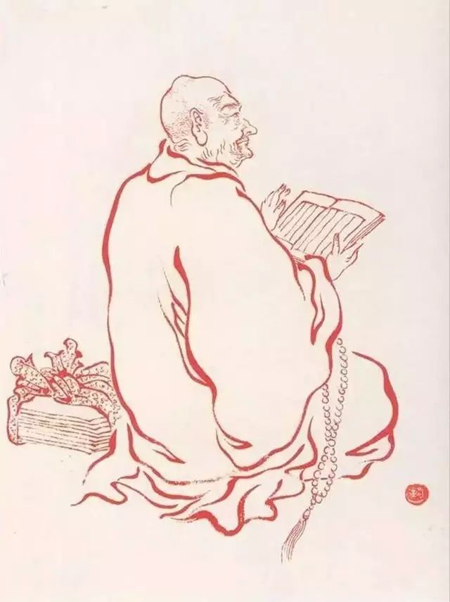 弘一法师的蓝底描金十八罗汉作品,弘一大师100万罗汉图写意