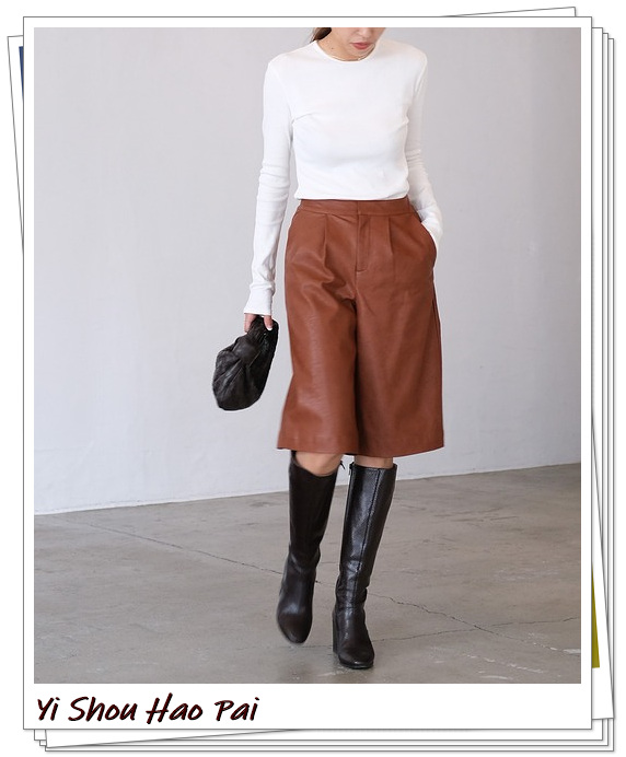 2020皮裤怎么搭配好看,冬季宽松长皮裤怎么搭配好看