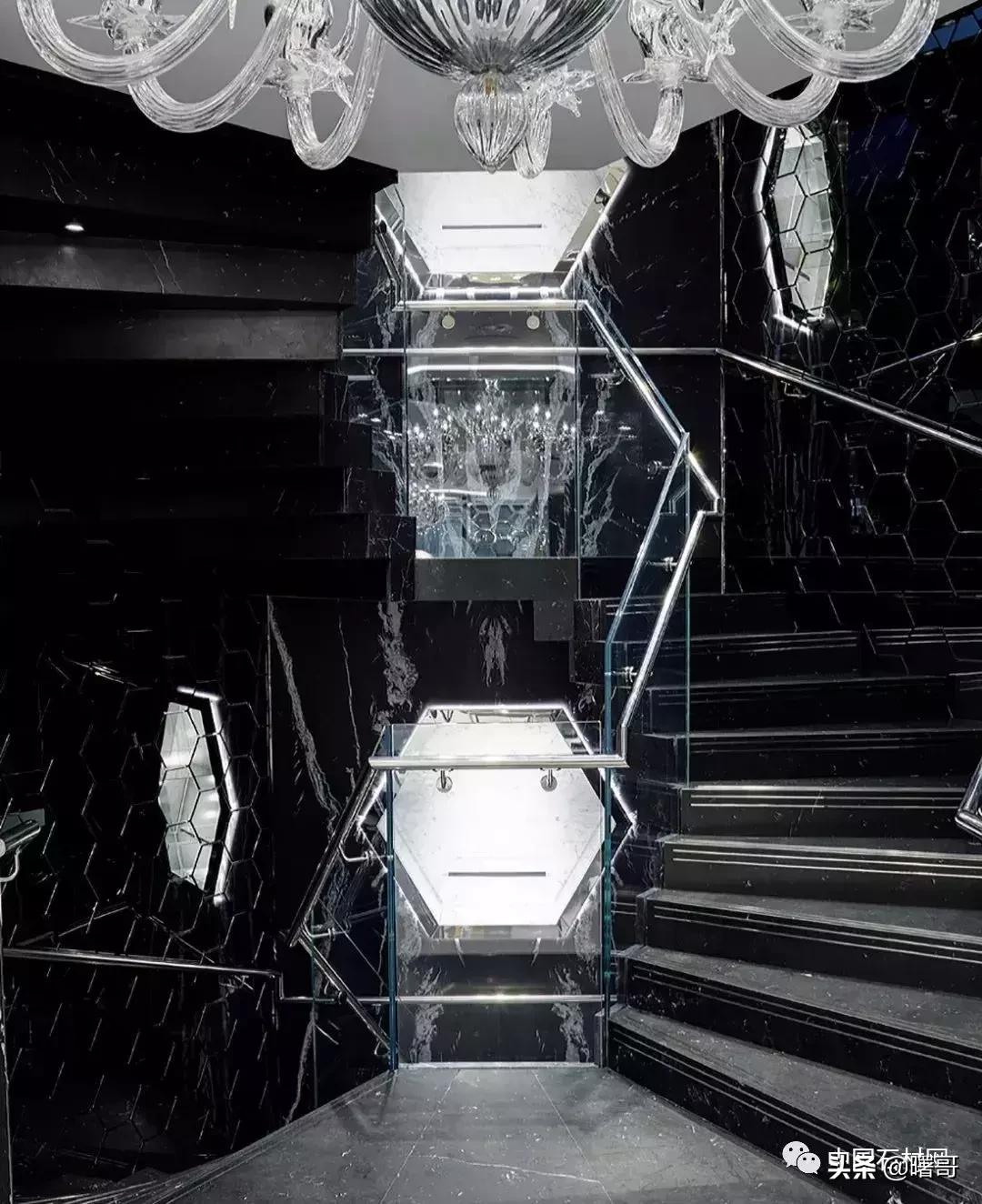 门店大理石楼梯效果图,轻奢大理石楼梯