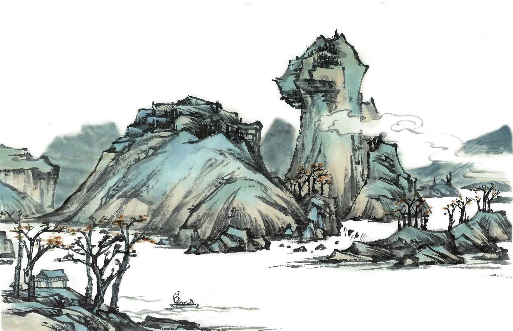 零基础画山水画教程,山水画三级考级范画