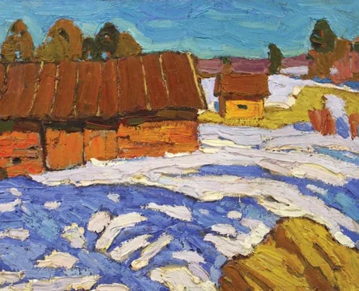 油画色彩风景,简单的风景画作