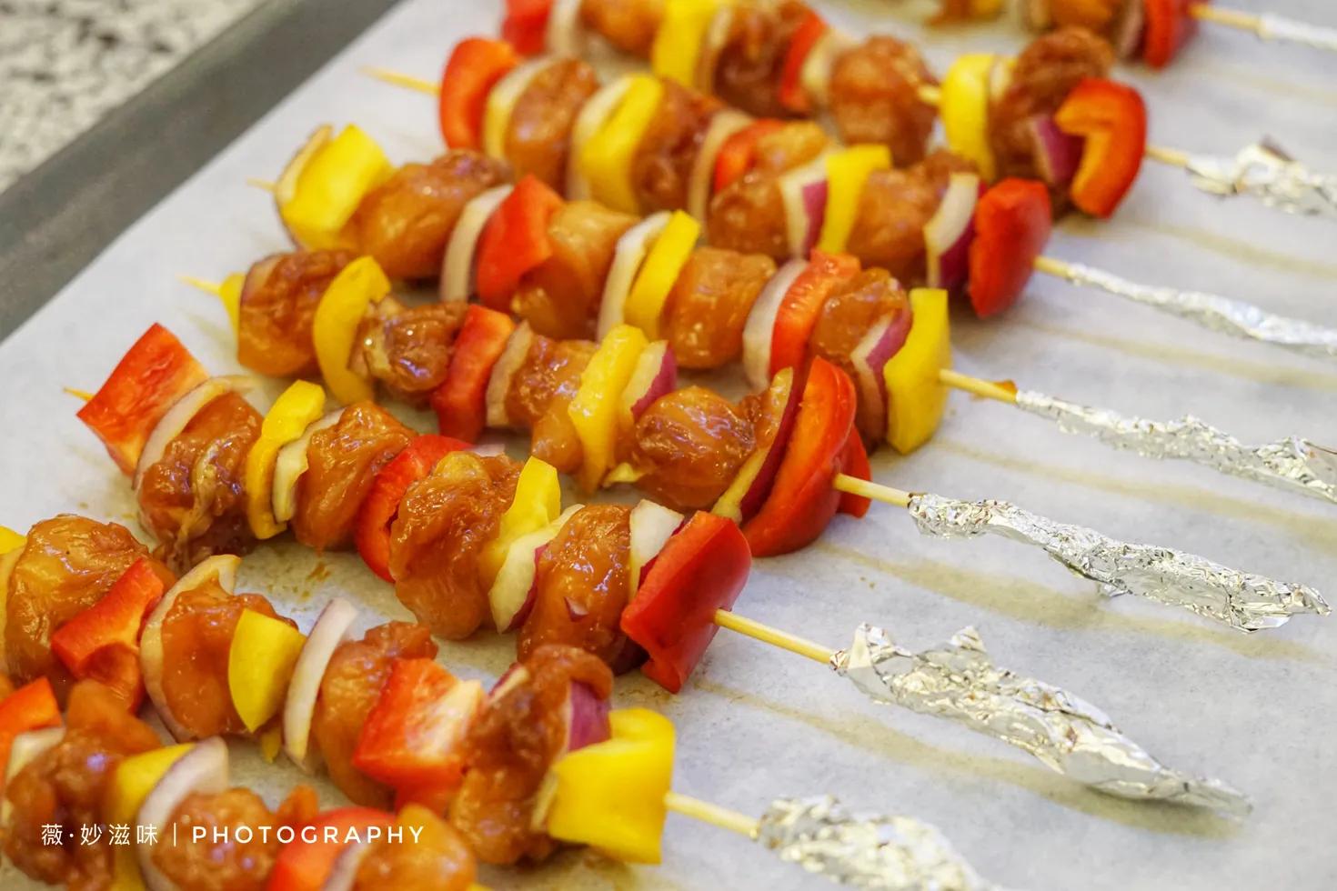 低脂彩椒鸡肉串晚餐,自制低脂少油彩椒鸡肉串