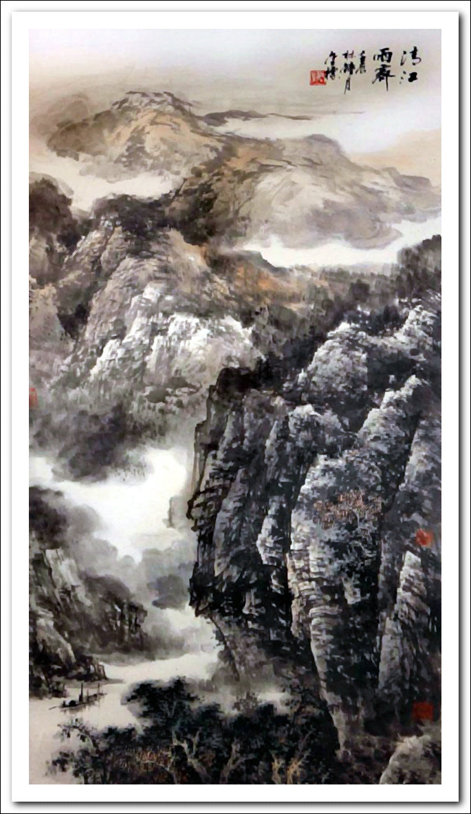 溪山国画山水画,郭金标山水画大全