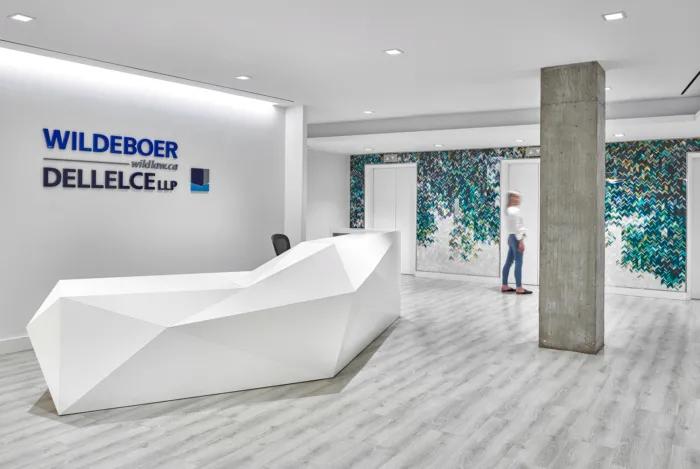 办公室装修32款极简前台,办公室装修前台背景墙怎么选