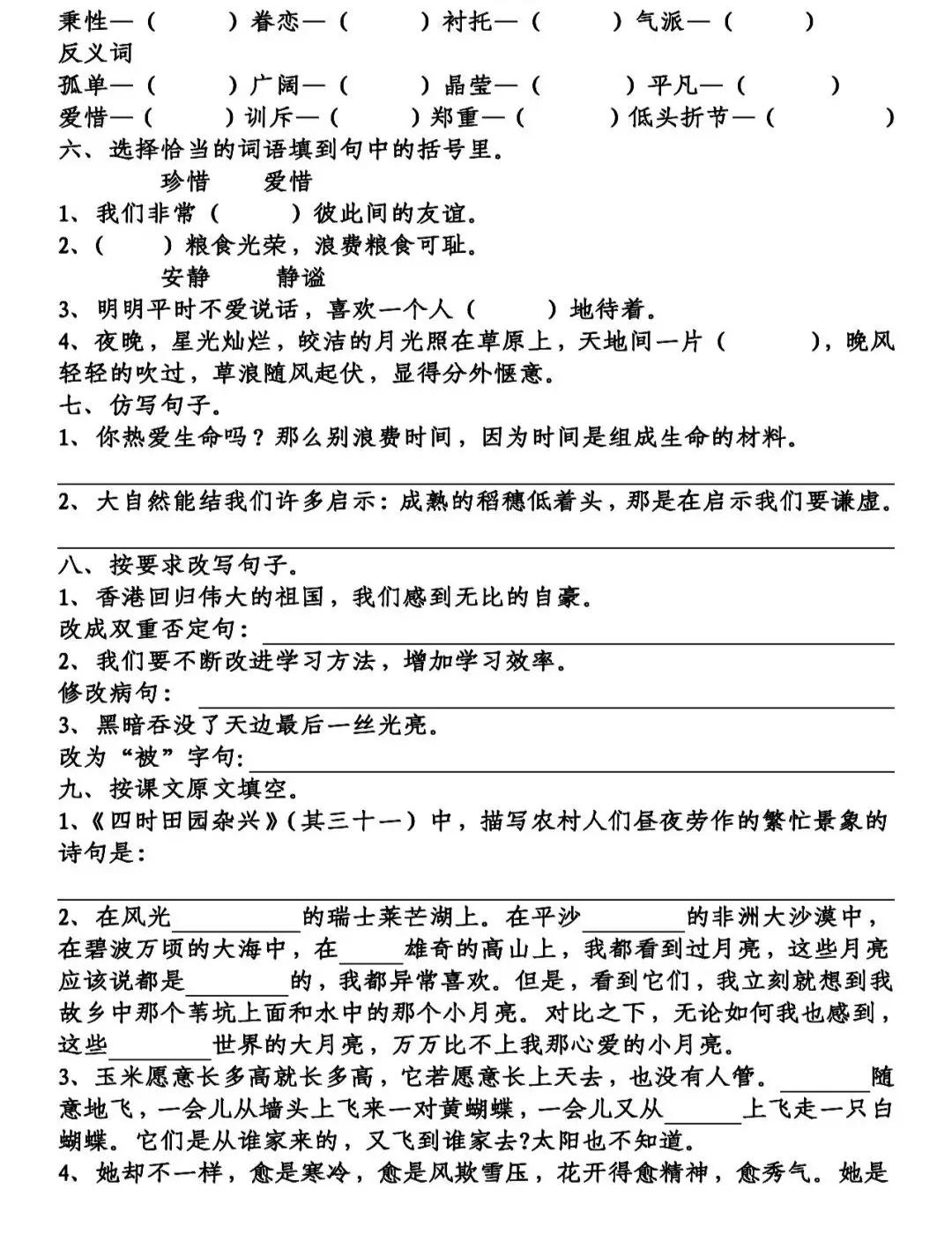 部编版五年级语文下第一单元复习,部编版五年级下语文四单元复习