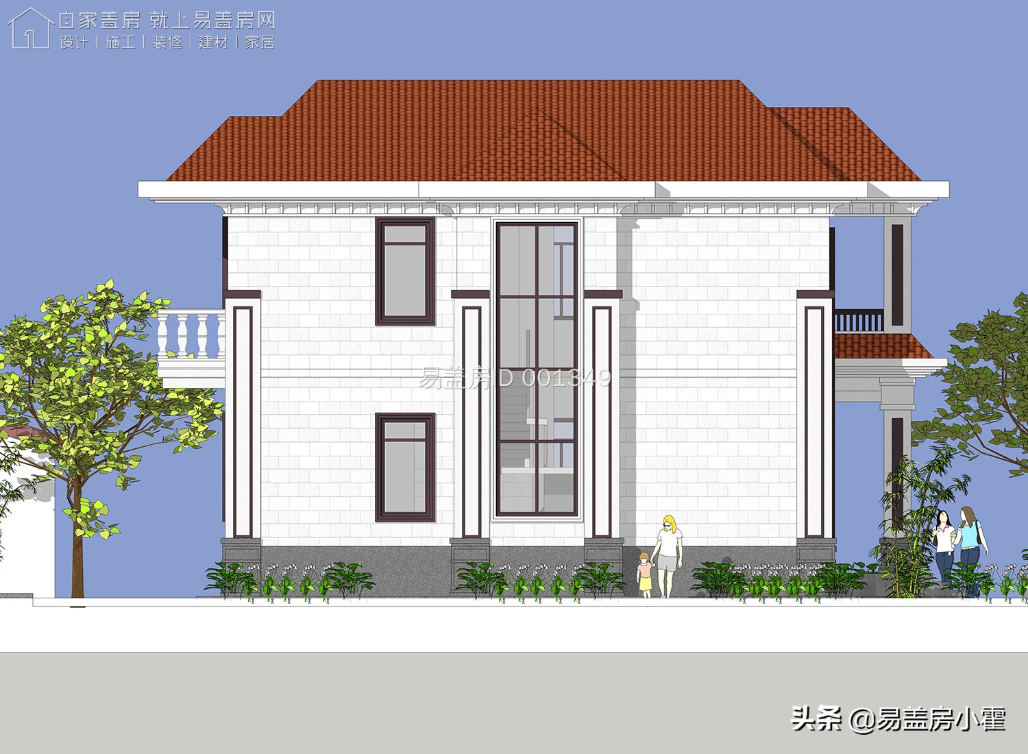 农村自建房2层欧式别墅设计,面宽10米欧式风格二层小别墅