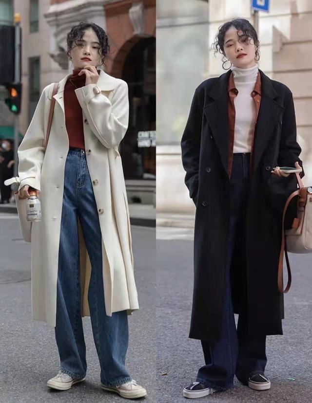 适合女人穿的中长款呢子大衣,宽松时尚长款减龄呢子大衣