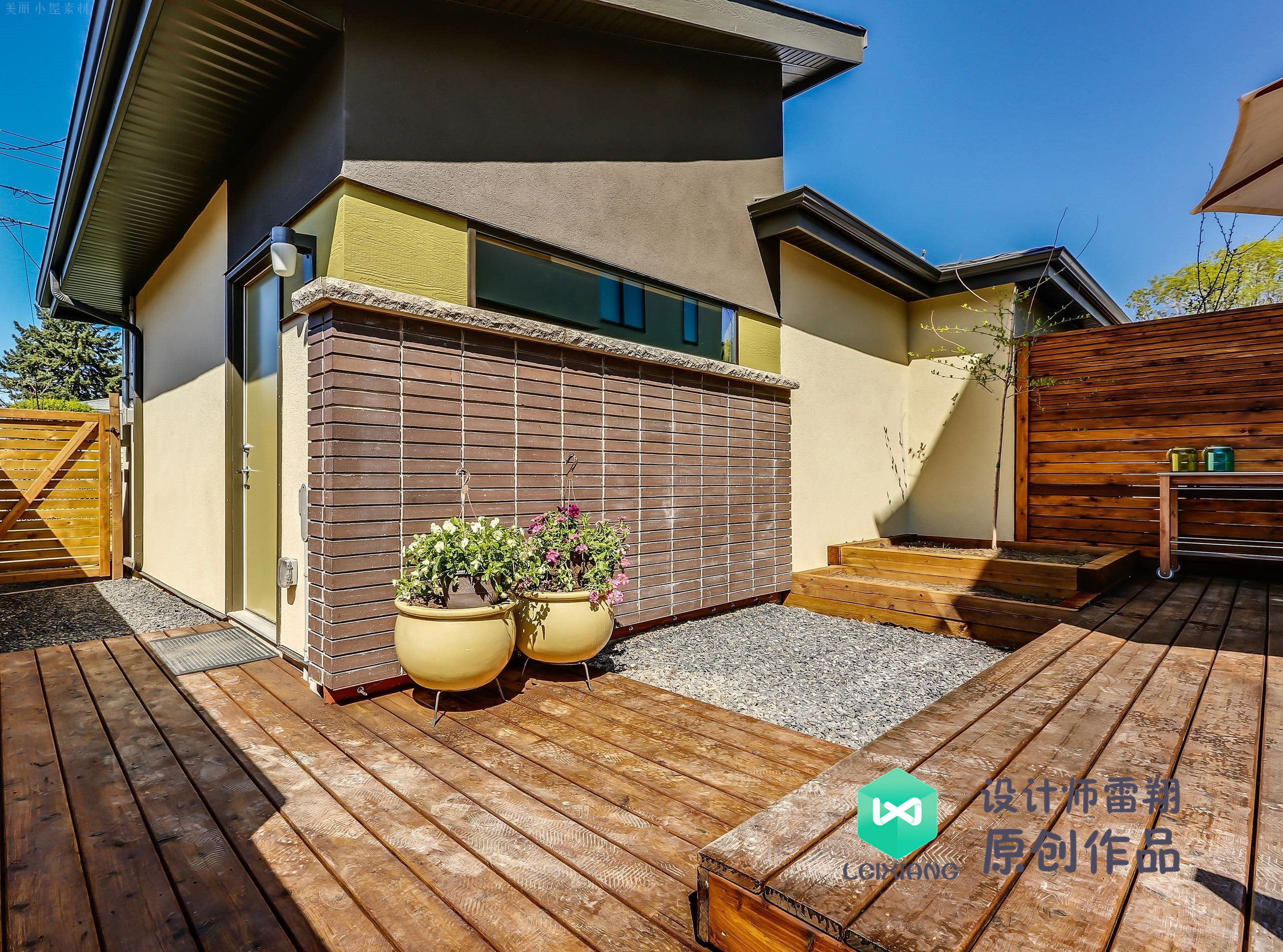 庭院防腐木颜色搭配效果图,庭院怎么铺装防腐木