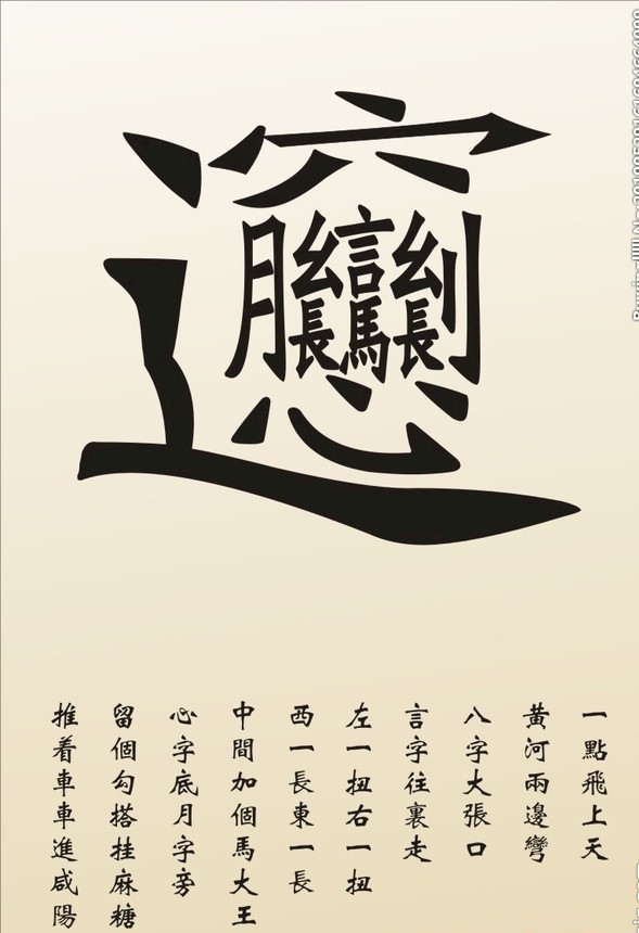 全世界的笔画最多的汉字,笔画最多的biang字
