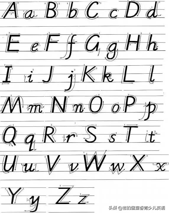 英语字母书写笔顺与音标高清图片,英文字母表26个字母书写的笔顺