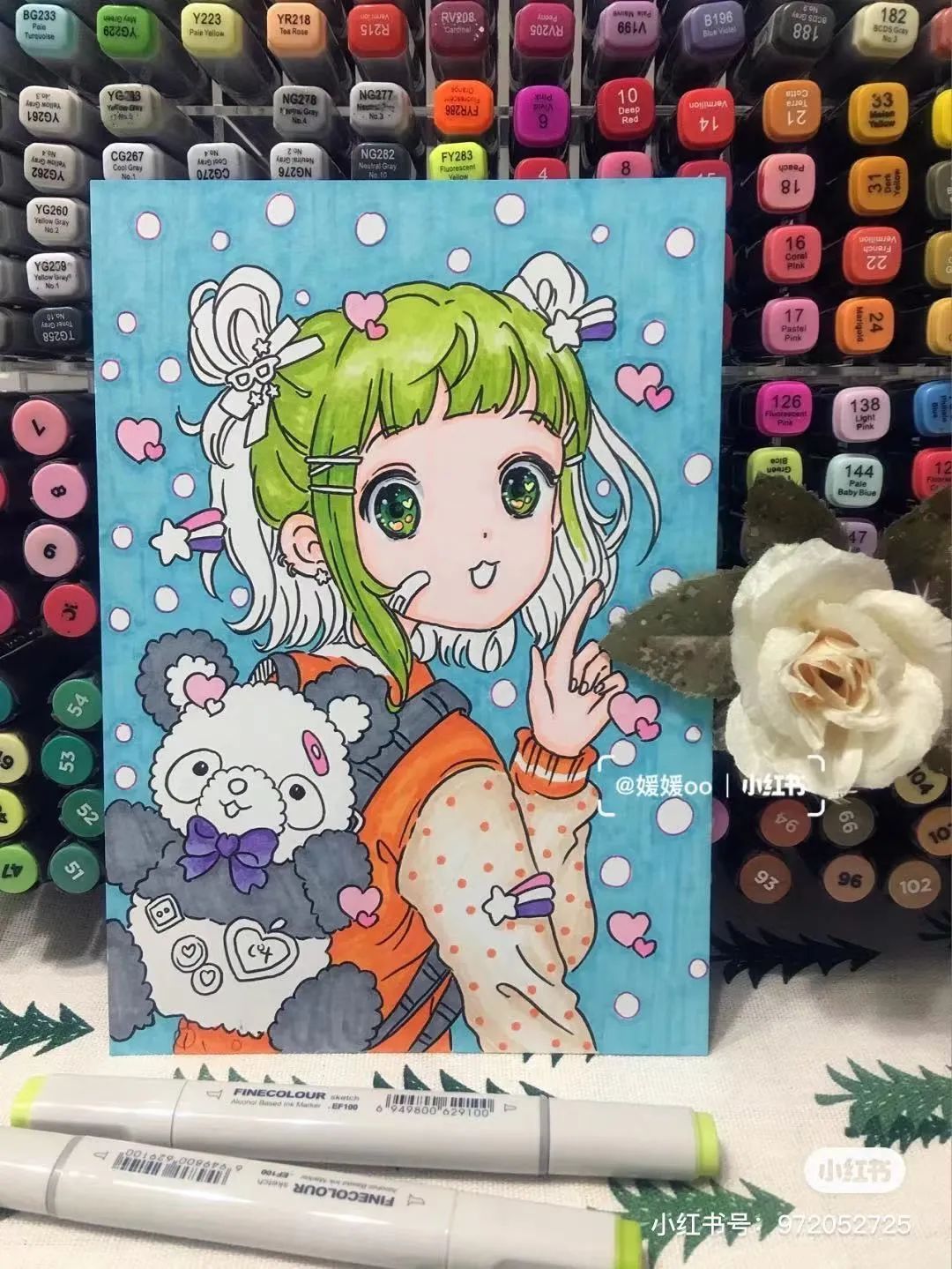 色彩缤纷的马克笔装饰画,60色的马克笔画简单的动漫画