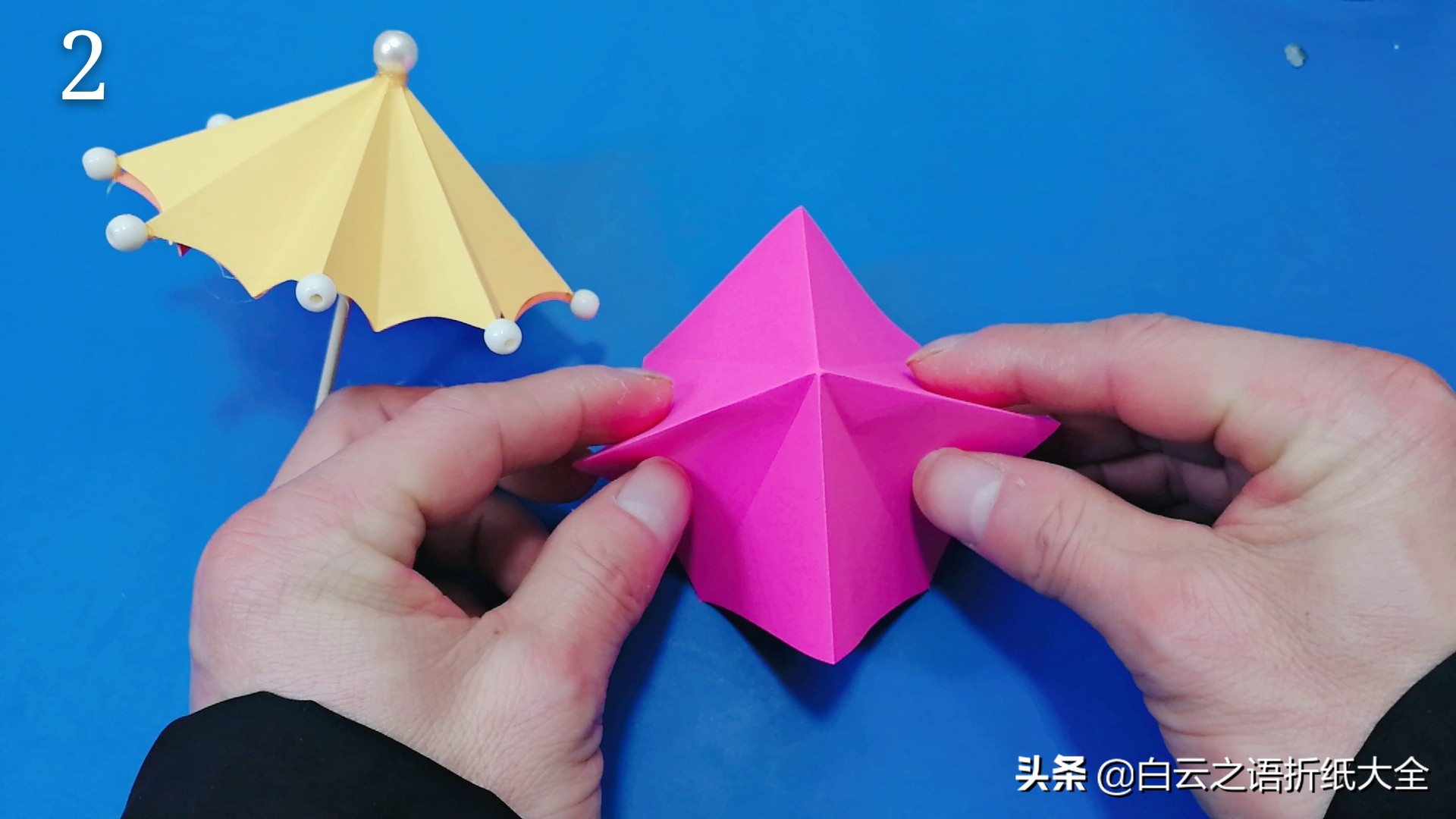 折纸漂亮的可伸缩小伞好看还好玩,折纸雨伞可伸缩慢动作很简单