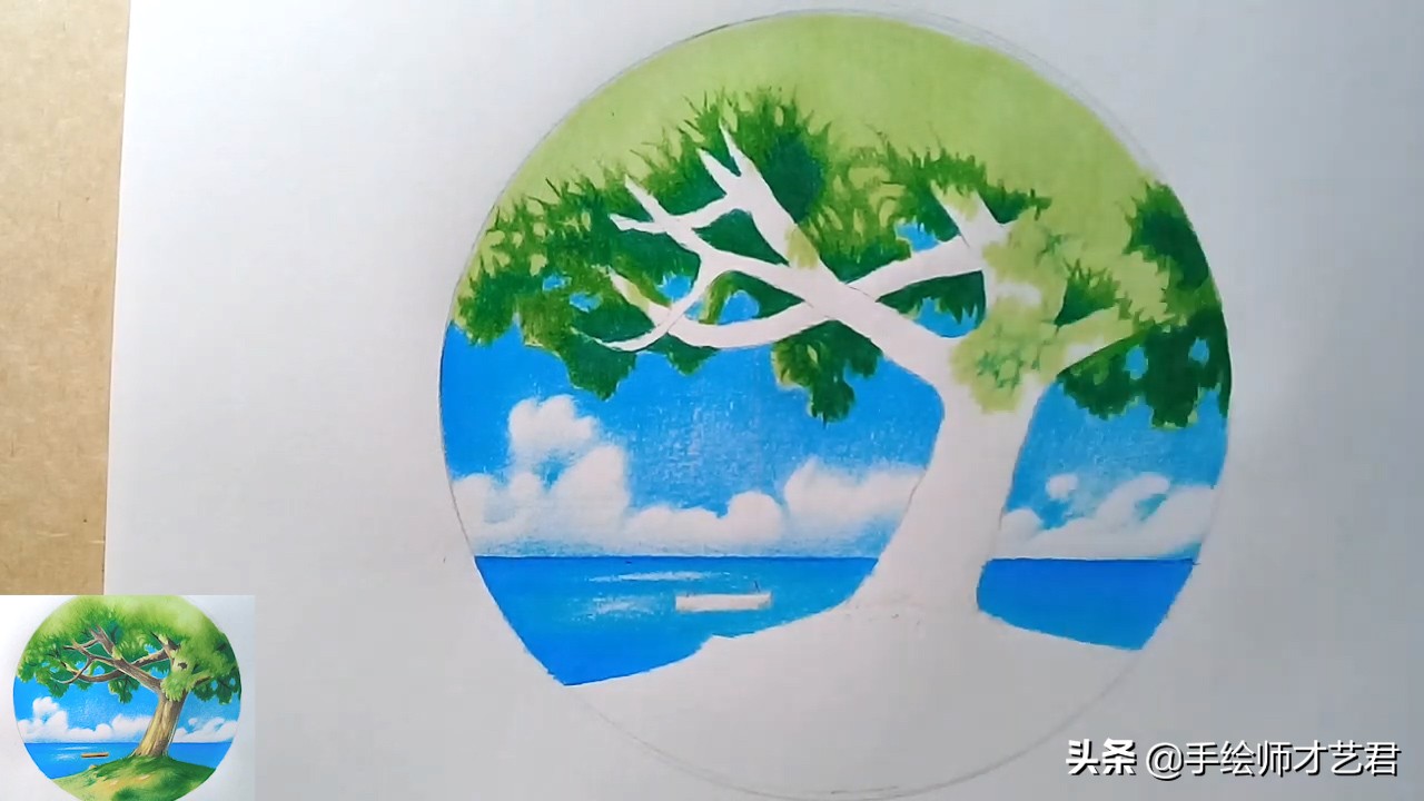 山水风景画彩铅绘画步骤教程,彩铅画风景画简单的教程