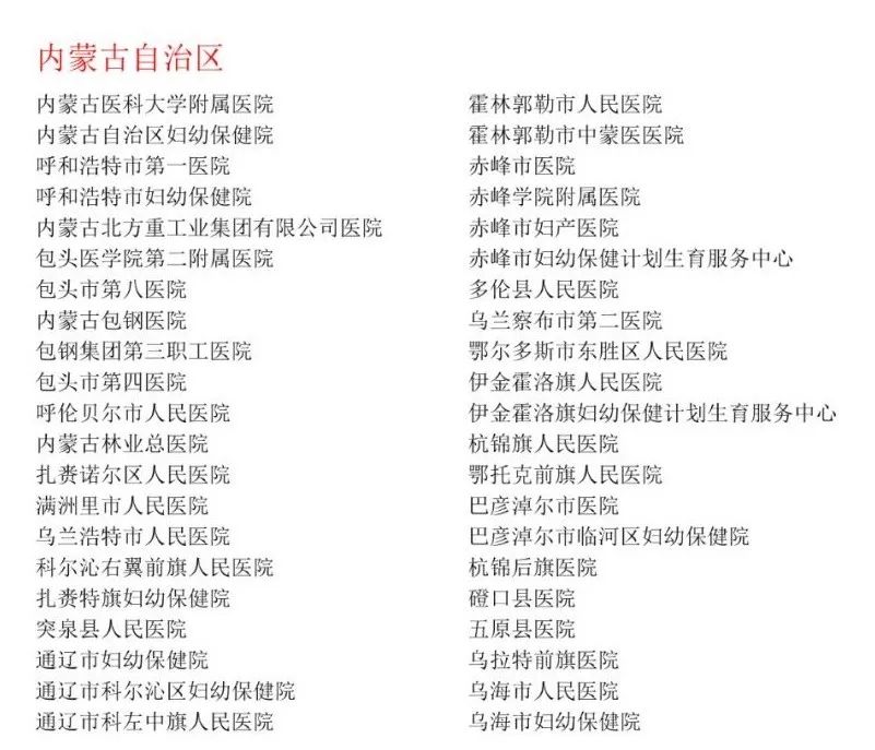 全国第一批无痛分娩试点医院,全国首批无痛分娩医院名单