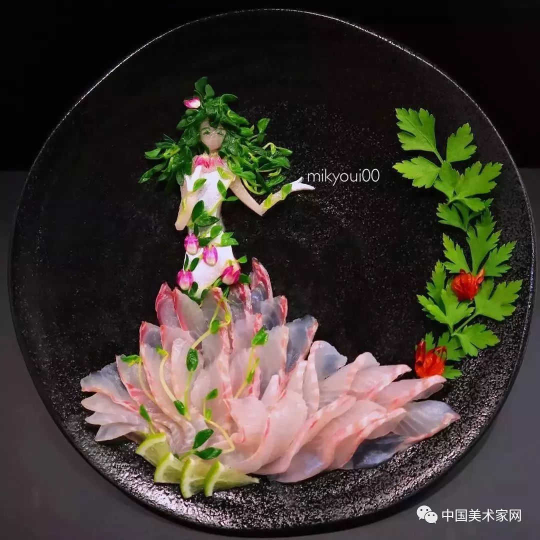 刺身的艺术图片大全,用生鱼片画作品