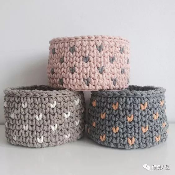 钩针收纳篮编织图解,钩针储物篮的图解
