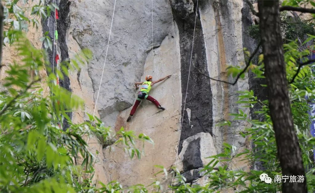 马山自然攀岩比赛图片,舞动广西广场舞大赛马山