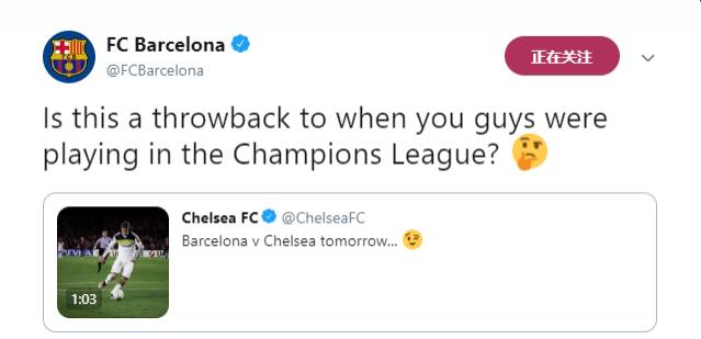 切尔西回顾12年淘汰巴萨遭后者暗讽蓝军回怼：还敢提逆转？