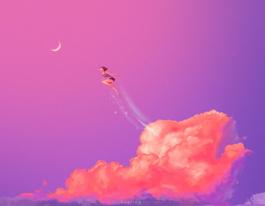 iPad软件Procreate「梦境之夏」风格插画10节课，一起描绘梦中的夏天