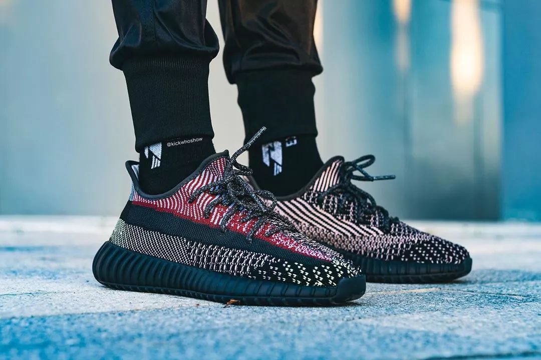 yeezy350满天星,yeezy350v2荧光绿非反光评测