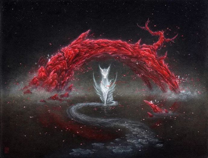 山海经异兽艺术画作,90后画家画山海经