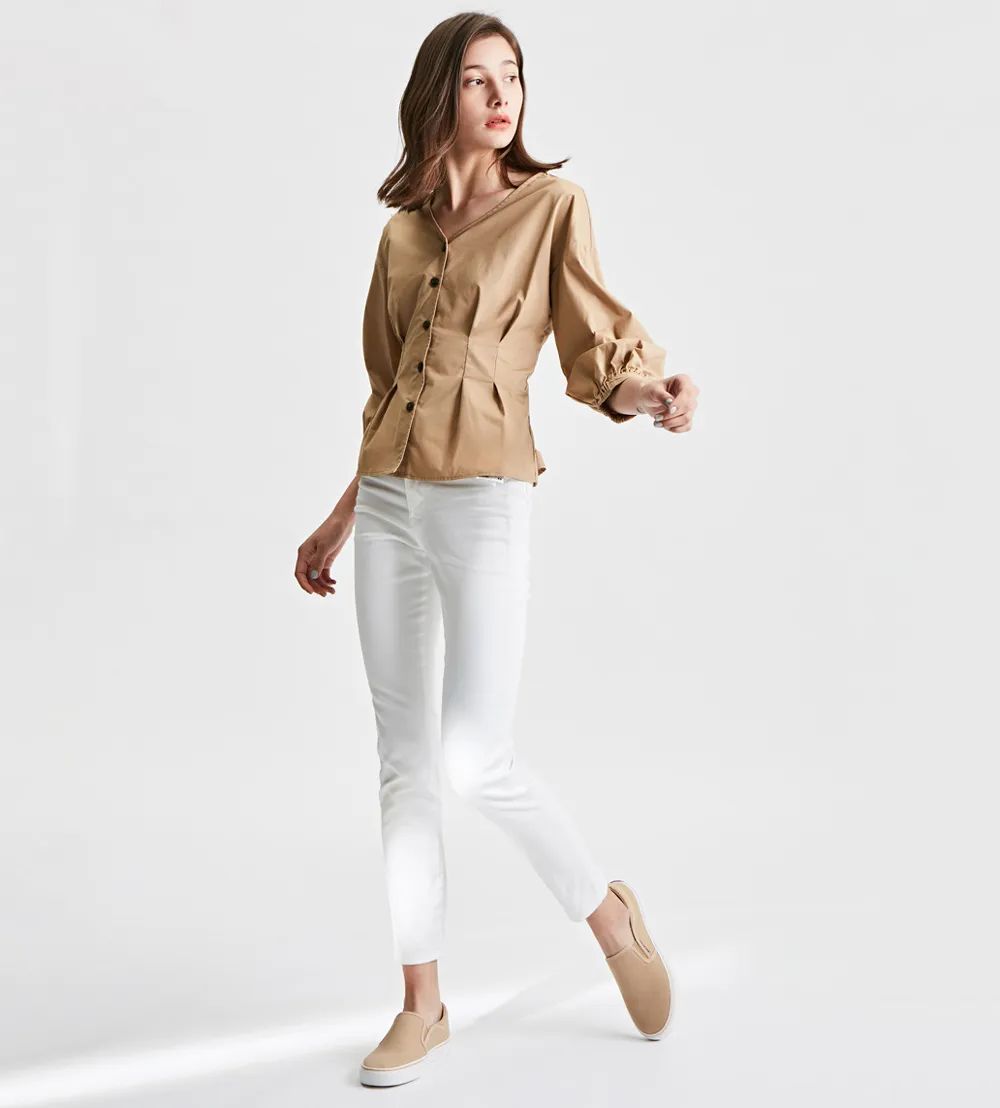 英国的小白鞋,帆布不系鞋带小白鞋