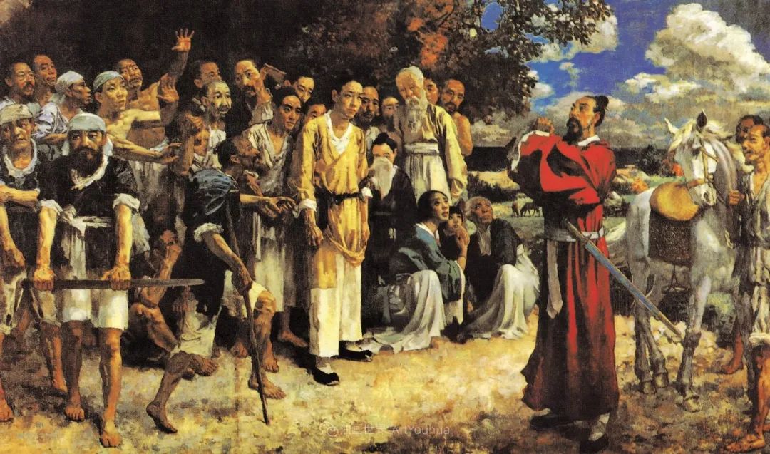 徐悲鸿先生的巨幅油画愚公移山,徐悲鸿中国现代画之父