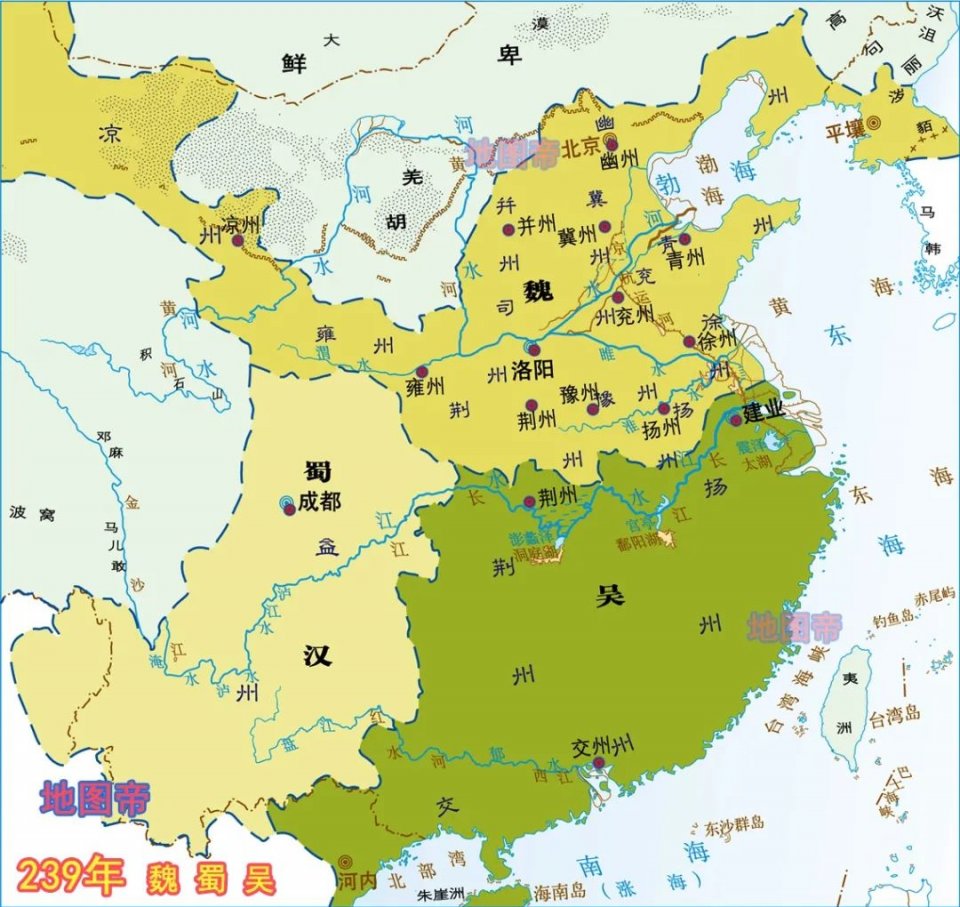 三国地图演变全图含讲解,三国魏蜀吴地图对比现在地图