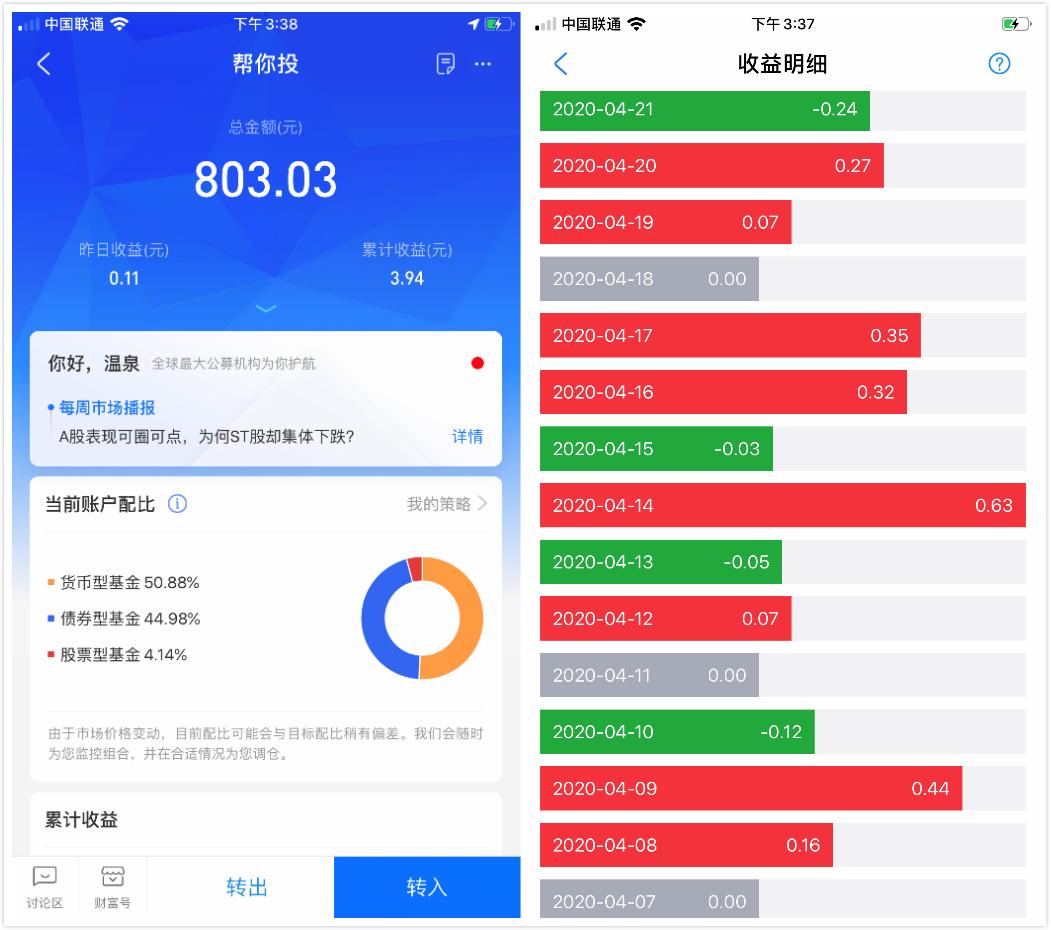 支付宝帮你投收益实测,支付宝帮你投近期收益