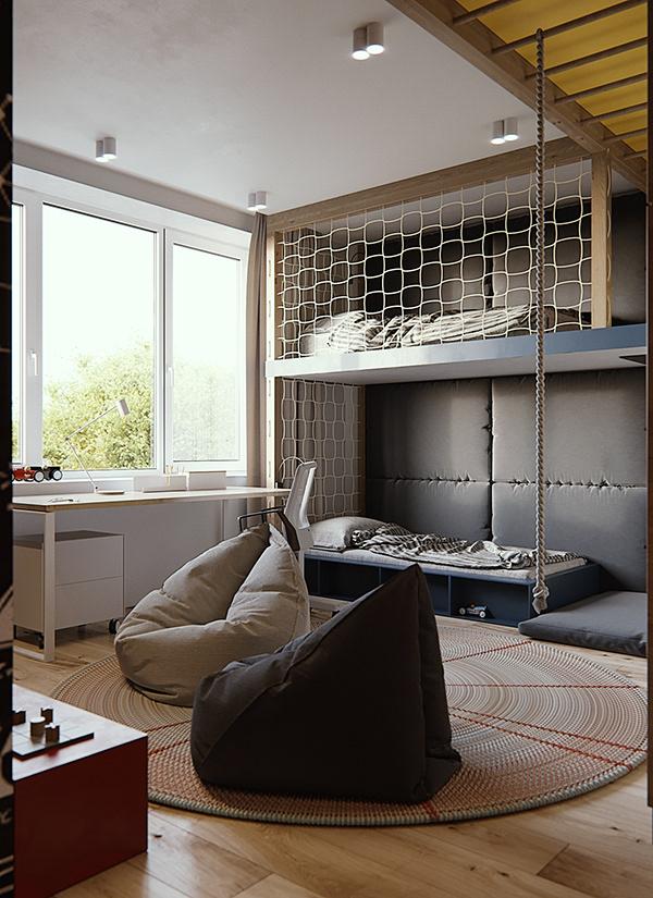 儿童房子装修配龙骨床,装修儿童房床选多大