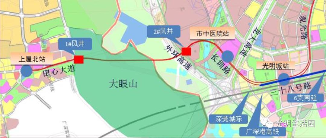 光明城际线最新规划图,光明区轨道13号线规划图