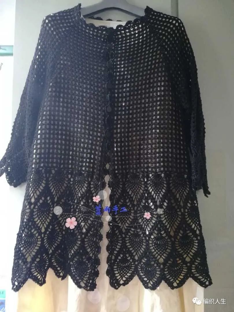 粗蕾丝线钩针编织夏季开衫,钩针蕾丝长款开衫图解