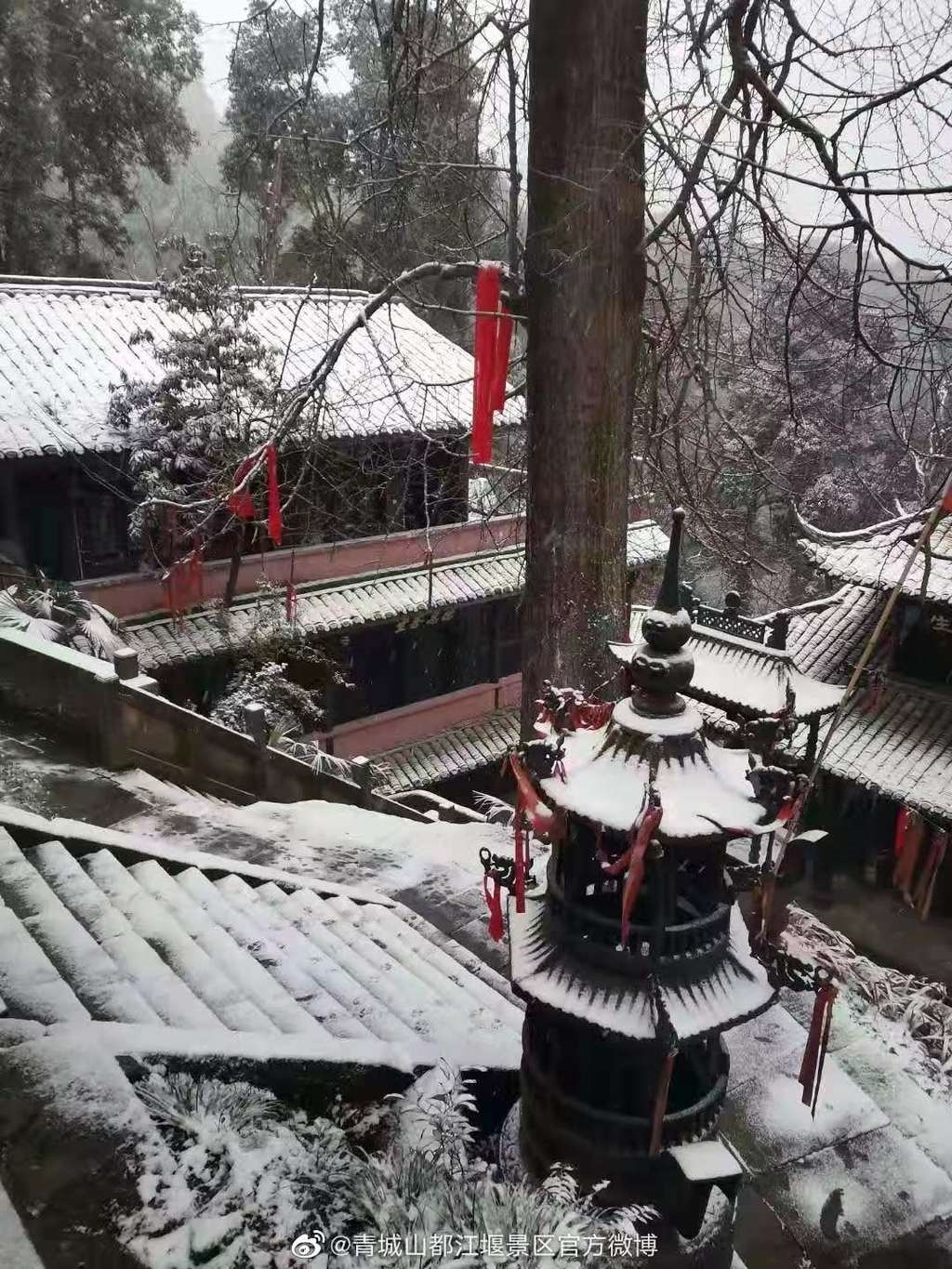 青城山什么时候去有雪,太美了难得一见的雪景