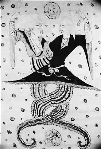 女娲伏羲出土壁画,汉墓出土伏羲女娲画像