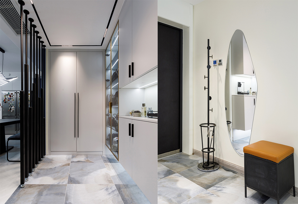 77平米超大客餐厨一体装修,极简风餐厨一体设计