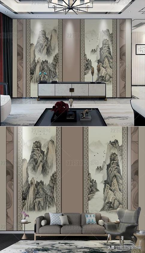 山水抽象装饰画,山水装饰画只有中式风格吗